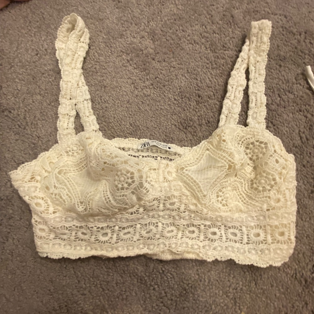 Zara White Lace Bra Top